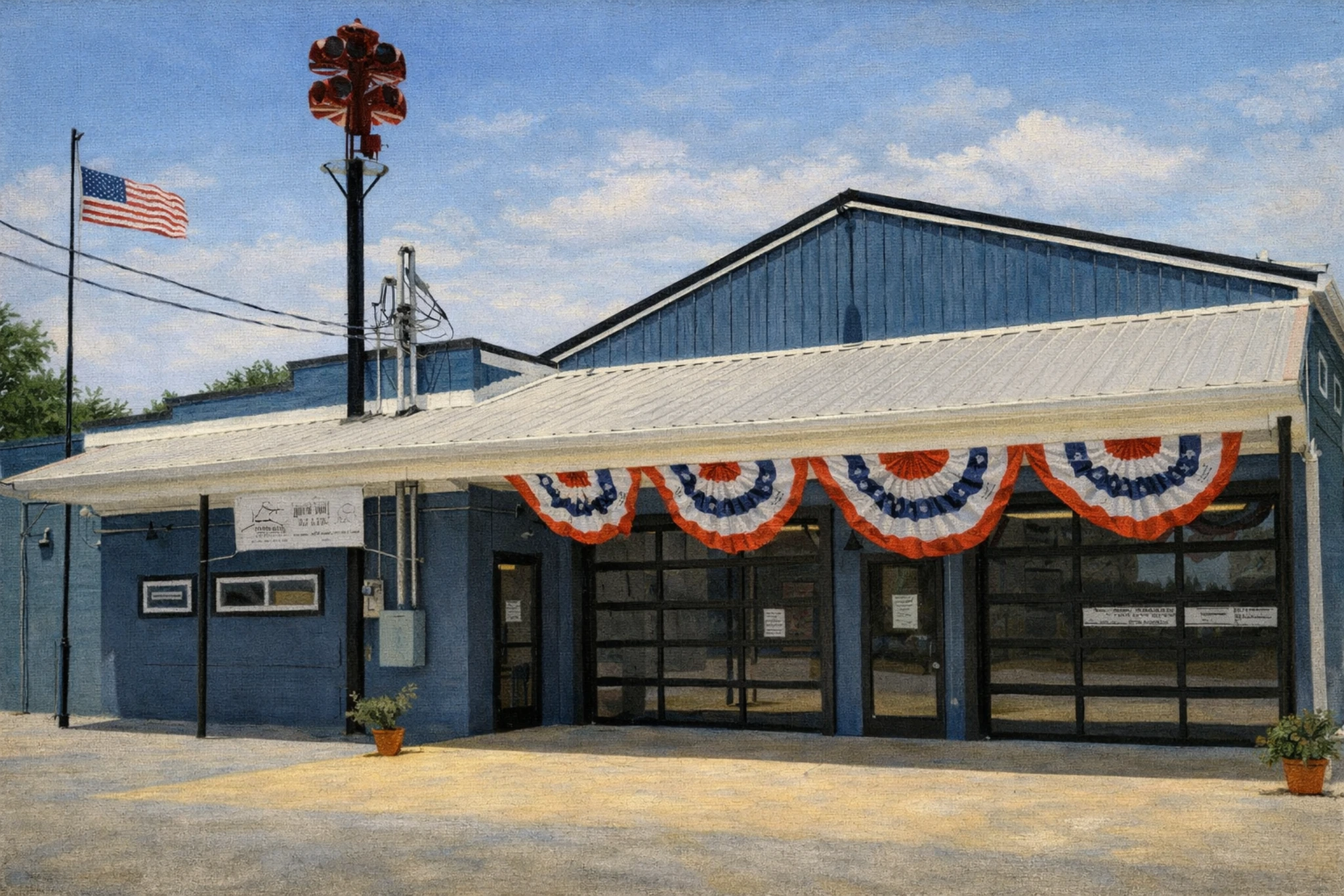 Exterior of B.H. James Distillers, a repurposed firehouse building that is now used as a craft distillery.